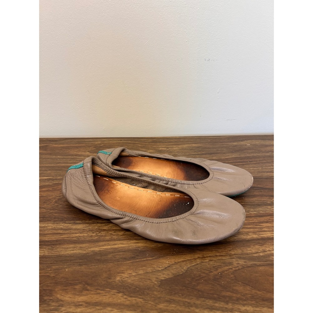 Tieks by Gavrieli Taupe Leather Ballet Flats Teal Split Sole Size 8